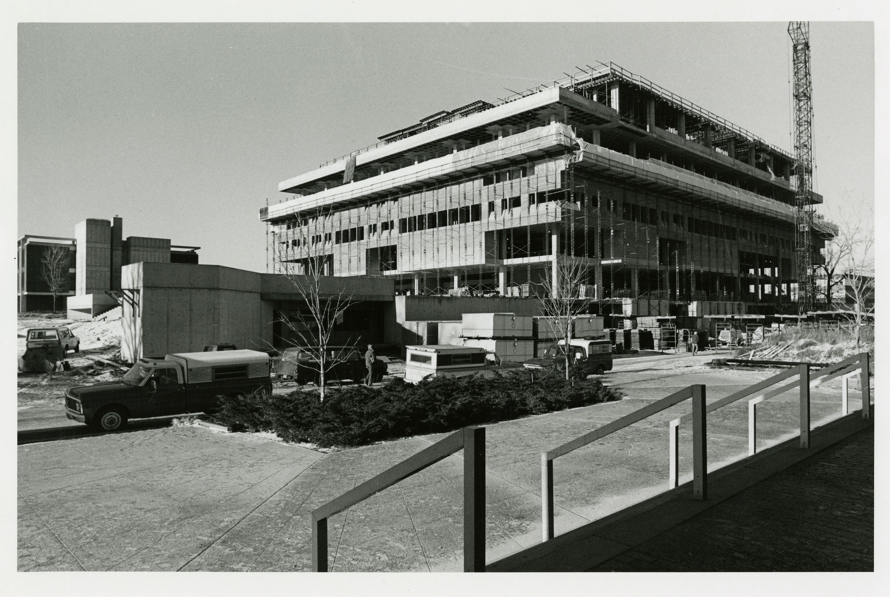 University of Connecticut Library under construction, December 3, 1976