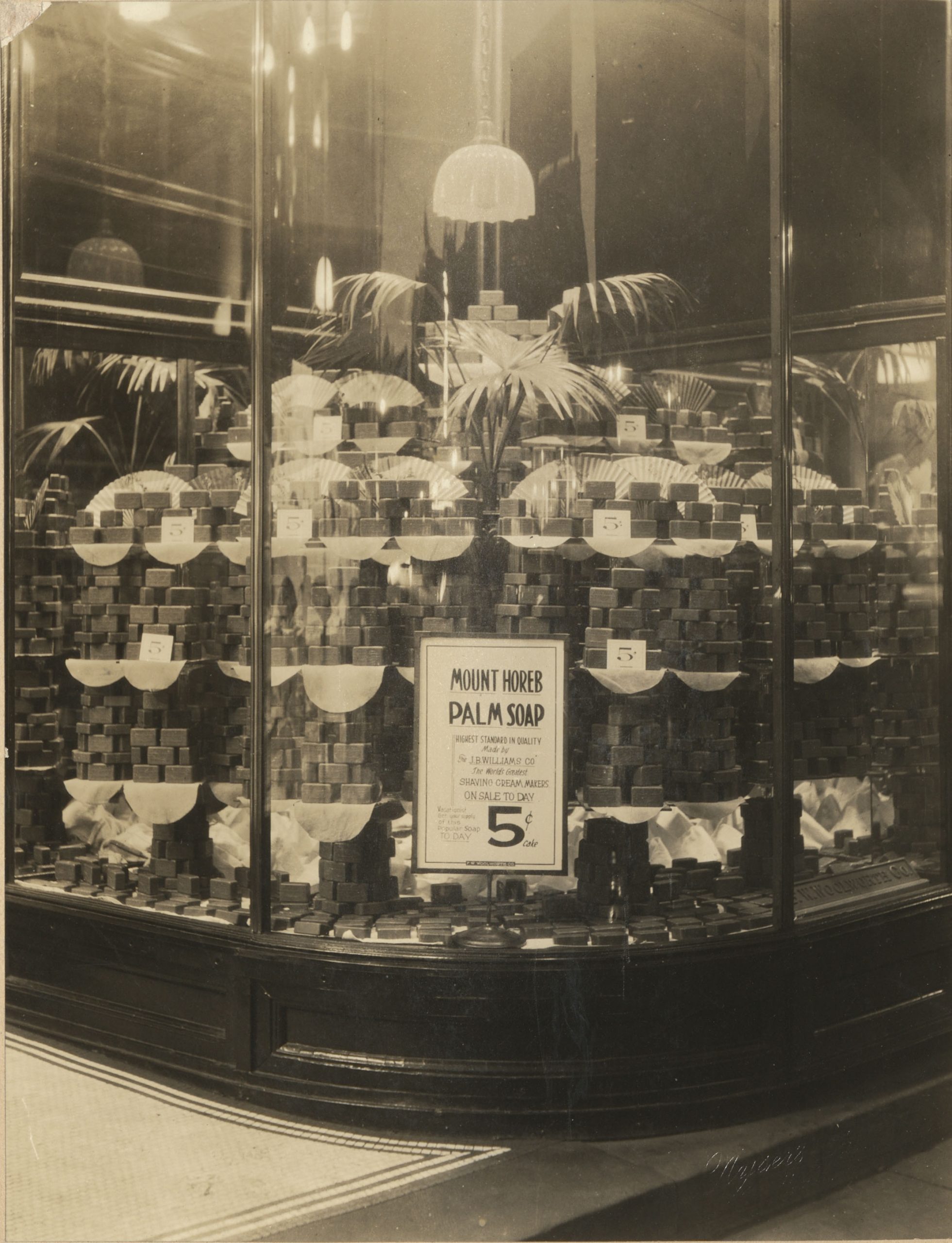 Woolworth display of Mount Horeb soap, ca. 1930s