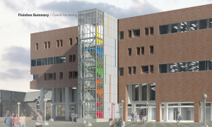 Rendering, Babbidge Library South Plaza Stairwell