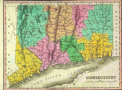 Image of an historical map of Connecticut