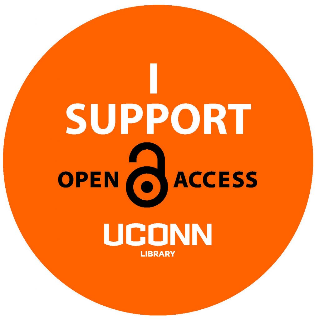 I Support Open Access, UConn Library, Button image