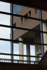 Interior views of the Homer Babbidge Library.